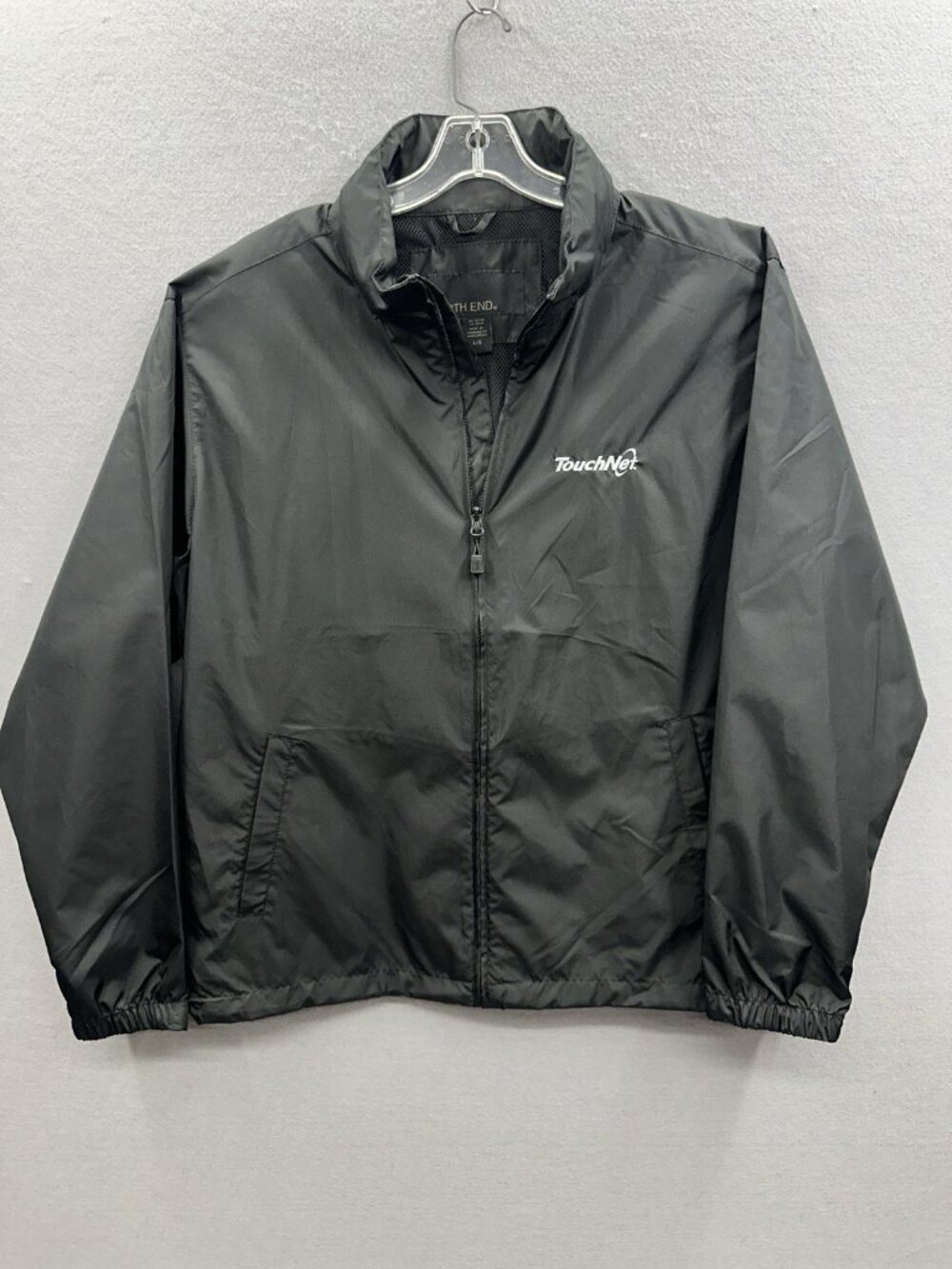 North End Windbreaker Jacket Mens L Hooded Lightweight Mesh Lined TouchNet Logo